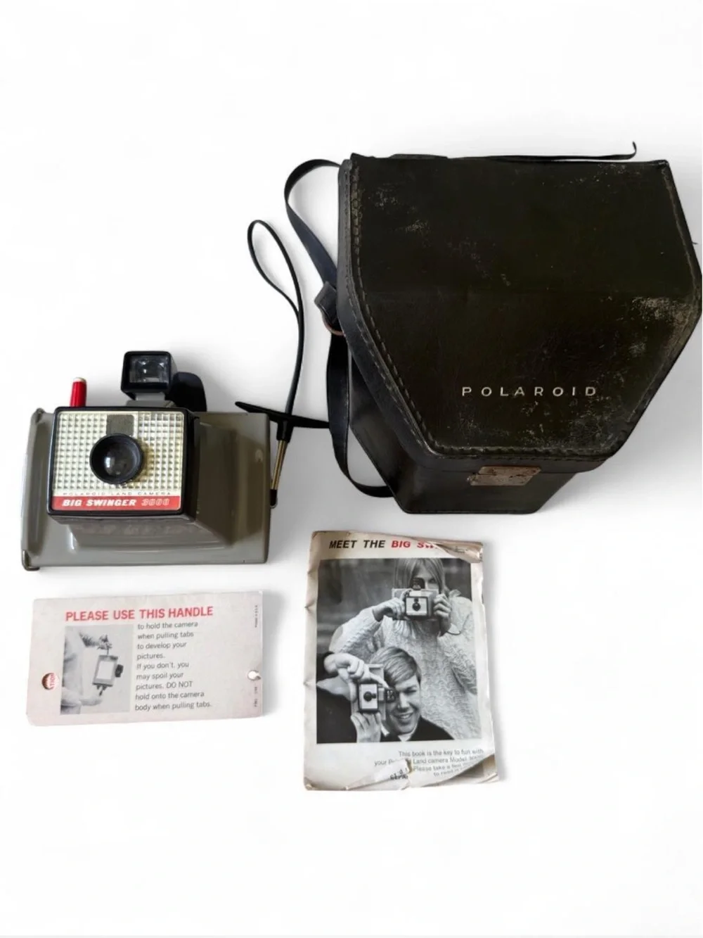 Polaroid 1960s Big Swinger Camera with Original Polaroid Case